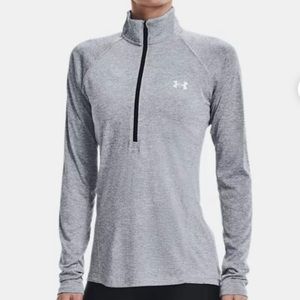 New Under Armour Womens Space Dye Grey Long Sleeve Half Zip Jacket Size XL
